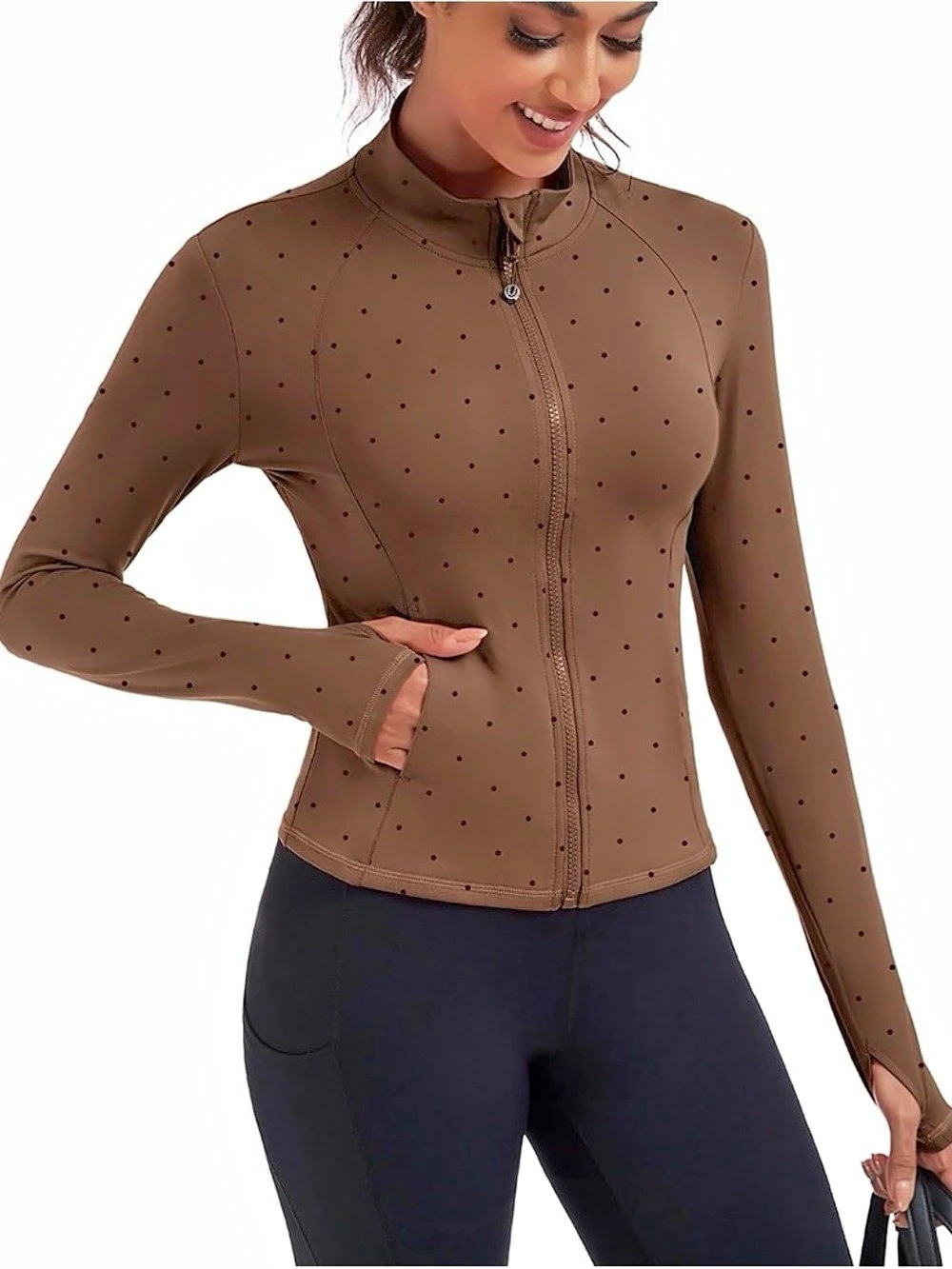 Athletic Jacket Brown Polka Dot
